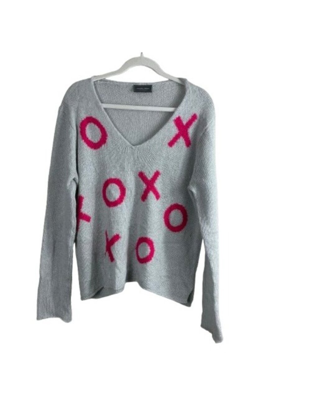 Wooden Ships V-Neck XOXO Gray Lightweight Sweater Sz M/L Coastal
